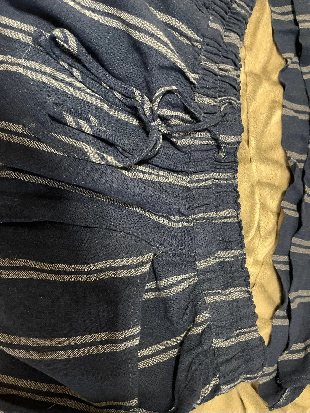 Navy Blue Striped Two-Piece Lounge Set